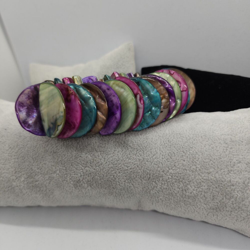 Multicolored Abalone Shell Stretch Bracelet